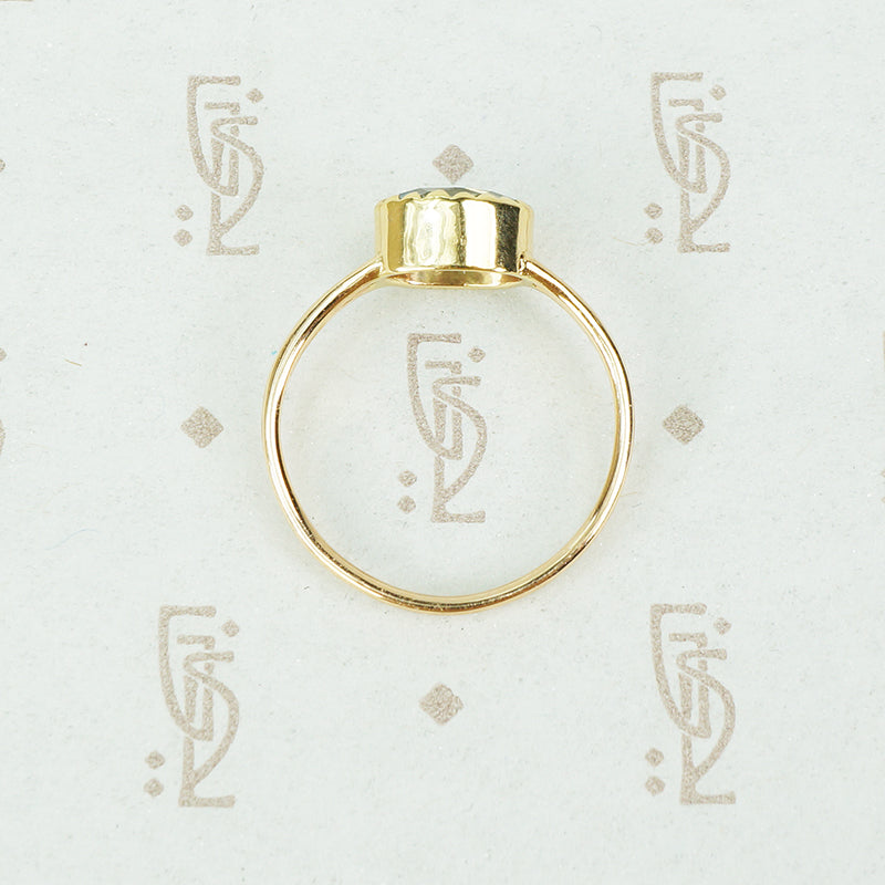 14k recycled gold oval aquamarine ring side view