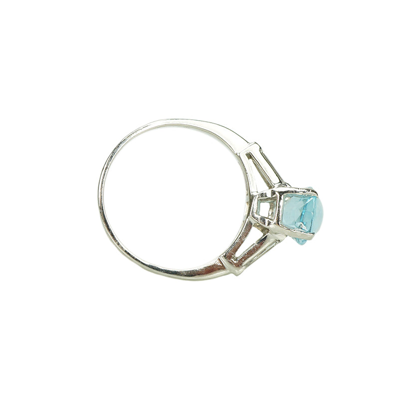 Vintage Aquamarine and Diamond Engagement Ring