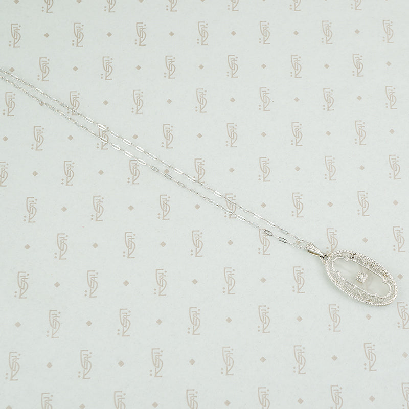 art deco camphor glass necklace