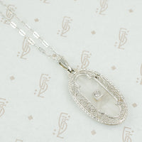 art deco camphor glass necklace close up