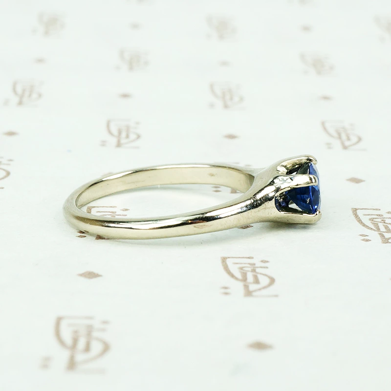 Recycled White Gold Oval Sapphire Solitaire by GSL