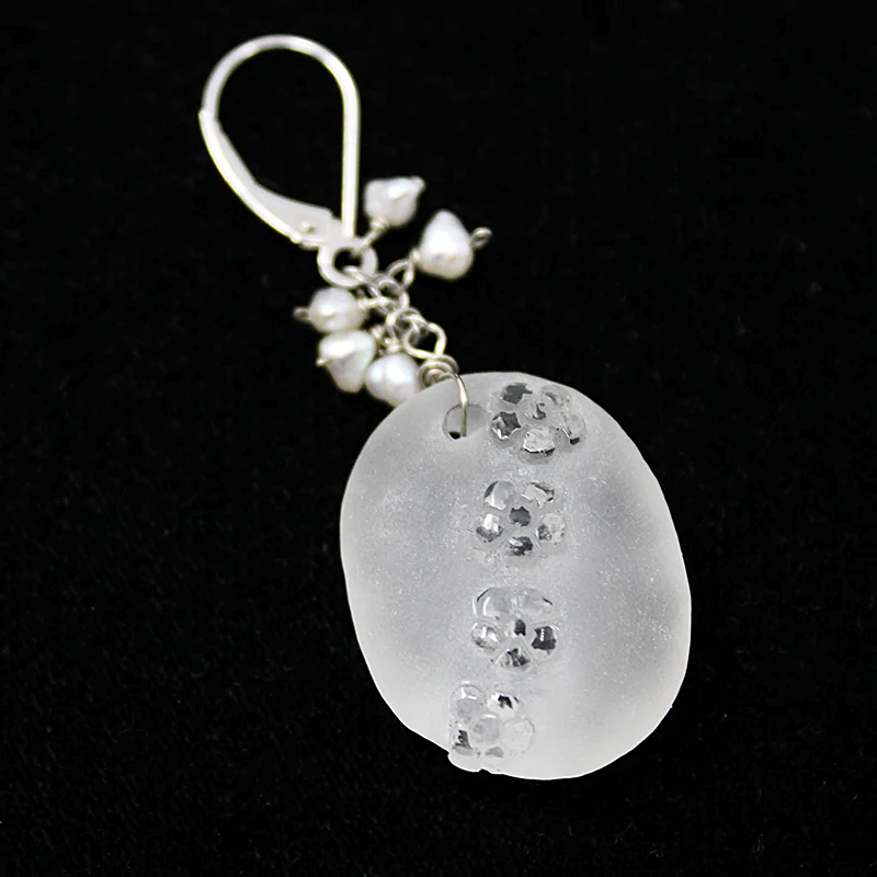 Carved Quartz Flower Earrings by brunet