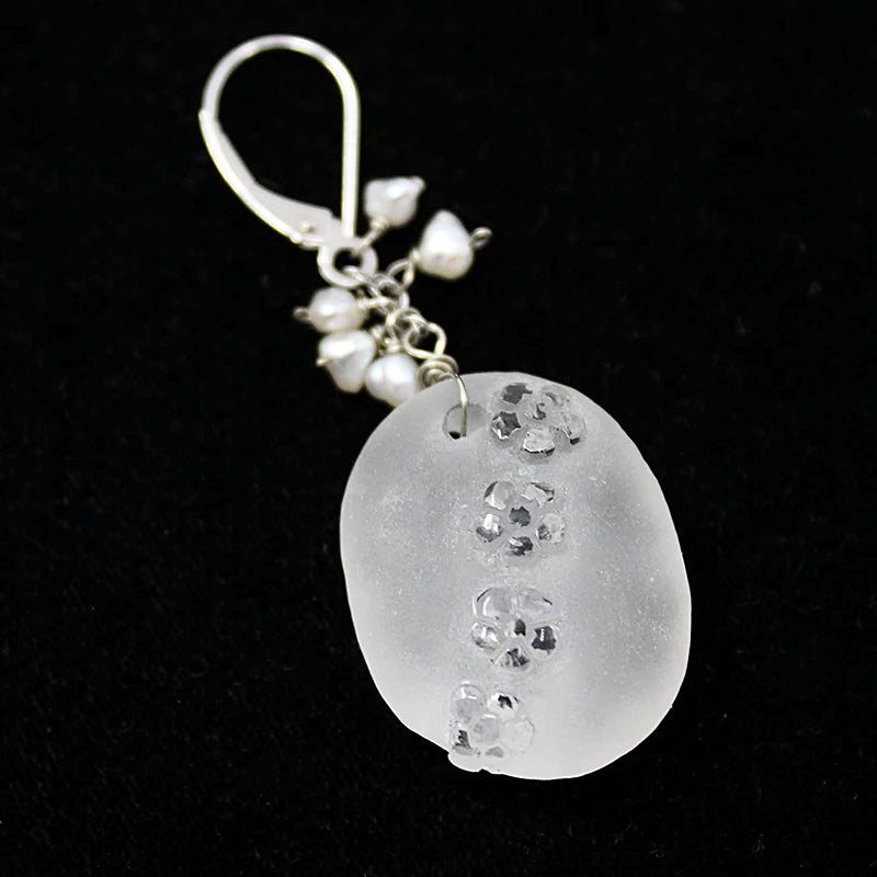 Carved Quartz Flower Earrings by brunet