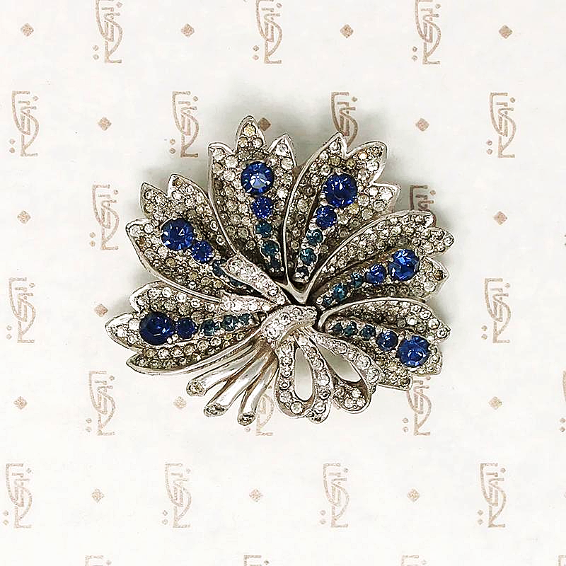 Feather Fan Brooch Signed Ciner