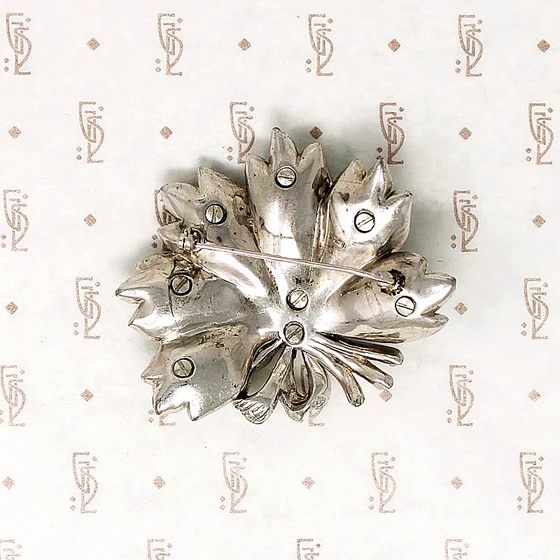 Feather Fan Brooch Signed Ciner