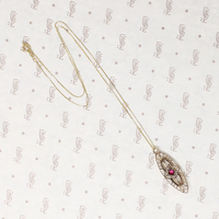 Pretty Gold Openwork Navette Pendant with Ruby