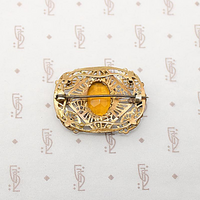 Delicate Autumn-Toned Brass & Glass Brooch