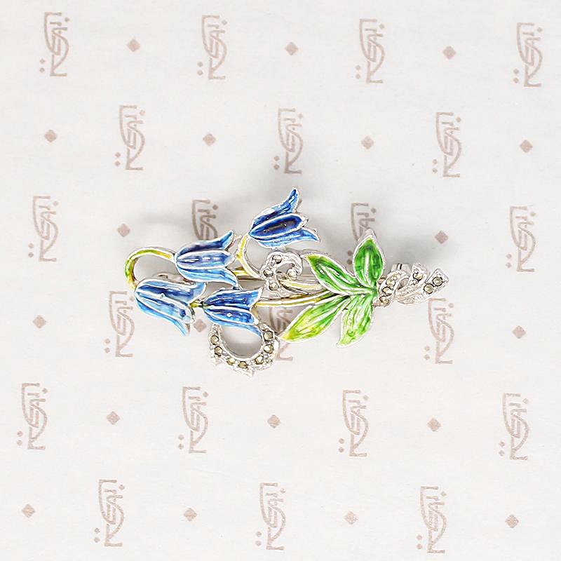 Sweet Spring Bluebell Brooch with Marcasites