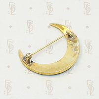 Glamorous Garnet Victorian Crescent Moon Brooch