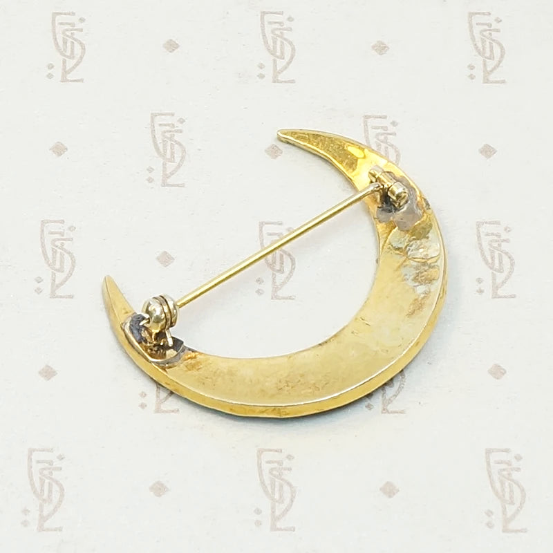 Glamorous Garnet Victorian Crescent Moon Brooch
