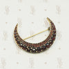 Glamorous Garnet Victorian Crescent Moon Brooch