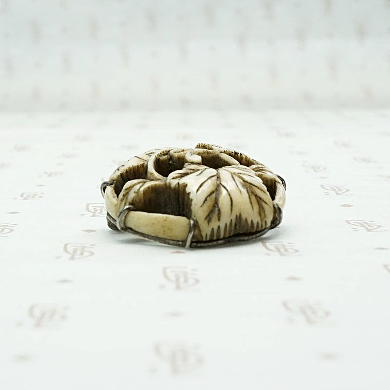 Chinese Carved Bone Leaf Brooch