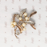 Trifari Silver Gilt Sprig & Berry Brooch
