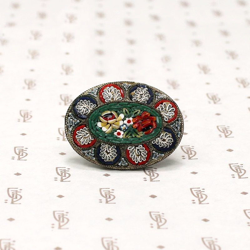 Cheerful Italian Micro Mosaic Brooch