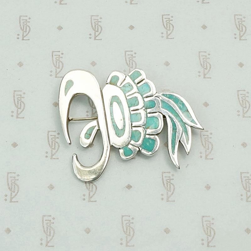 Vivacious Parrot Pin in Sterling & Turquoise