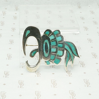 Vivacious Parrot Pin in Sterling & Turquoise