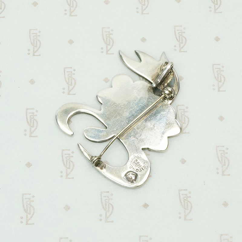 Vivacious Parrot Pin in Sterling & Turquoise