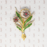 En Tremblant Colorful Enameled Flower Brooch