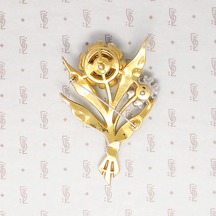 En Tremblant Colorful Enameled Flower Brooch