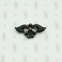 Black Satin Glass Victorian Mourning Brooch