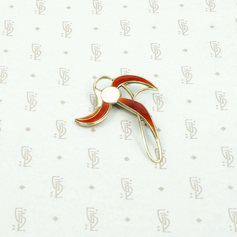 Abstract Guilloché Enamel Brooch by Holmsen