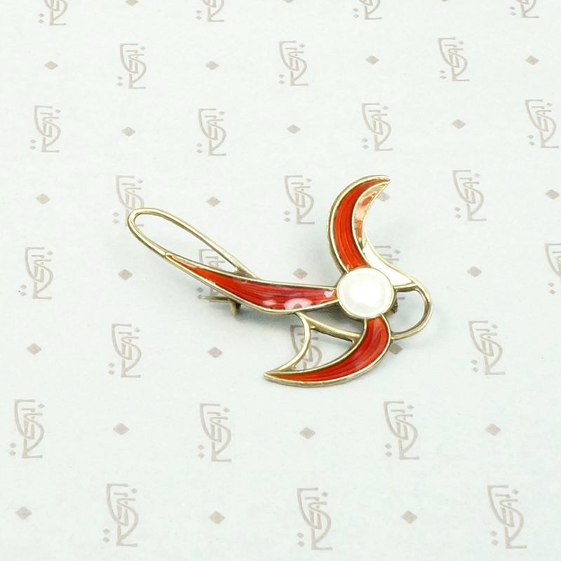 Abstract Guilloché Enamel Brooch by Holmsen