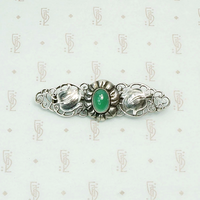 Swedish Brooch in Silver and Green Chalcedony
