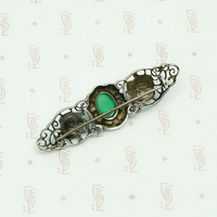 Swedish Brooch in Silver and Green Chalcedony