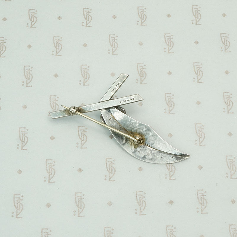 Leaf & Berries Brooch in Silver & Turquoise