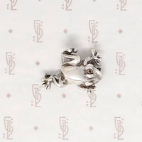 Frisky Little Tree Frog Pin in Garnet & Silver