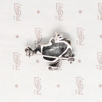 Frisky Little Tree Frog Pin in Garnet & Silver
