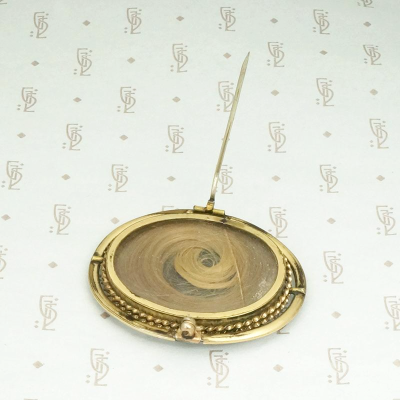 Victorian Seashell Brooch with a Tress of Auburn Hair