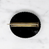 Blonde Hair in Jet Frame Mourning Brooch