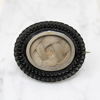 Blonde Hair in Jet Frame Mourning Brooch
