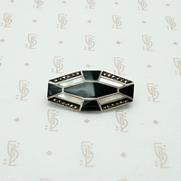 Onyx & Mother of Pearl Brooch in Sterling Silver