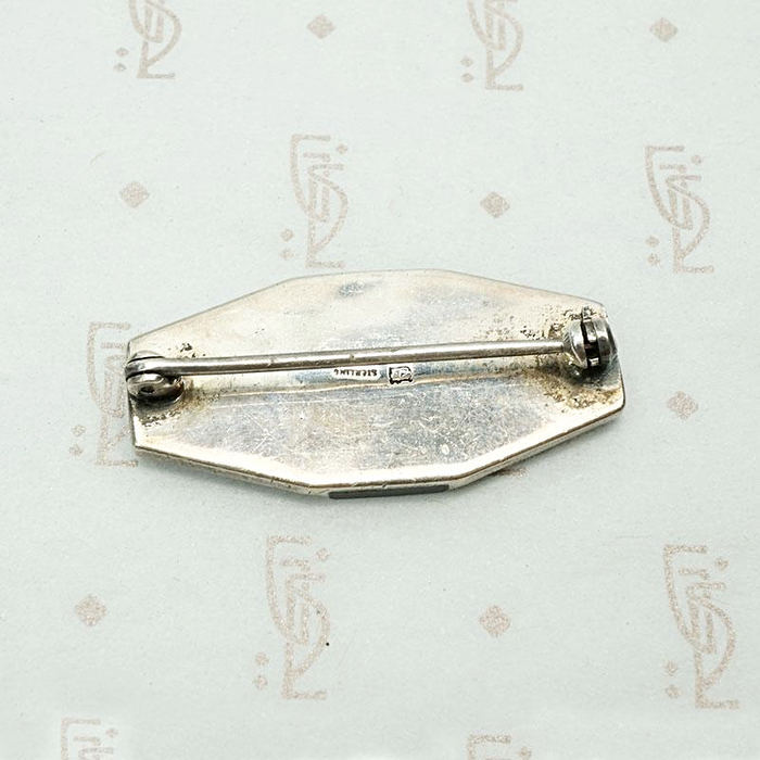 Onyx & Mother of Pearl Brooch in Sterling Silver