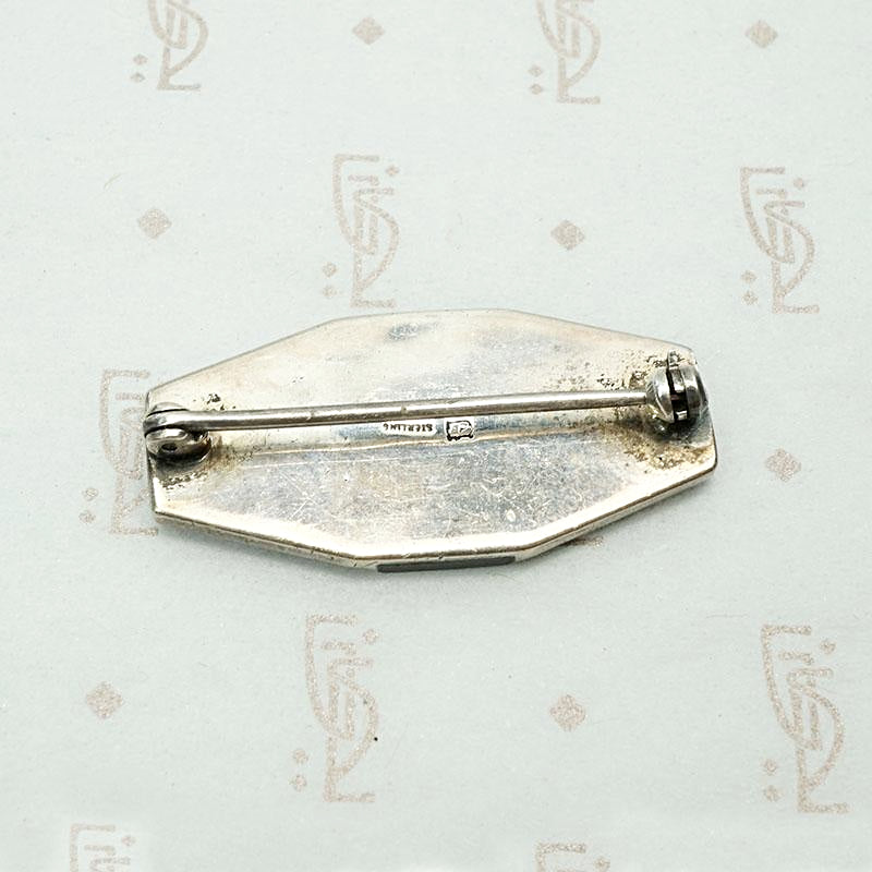 Onyx & Mother of Pearl Brooch in Sterling Silver