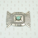 Large Silver & Turquoise Brooch with Hearts