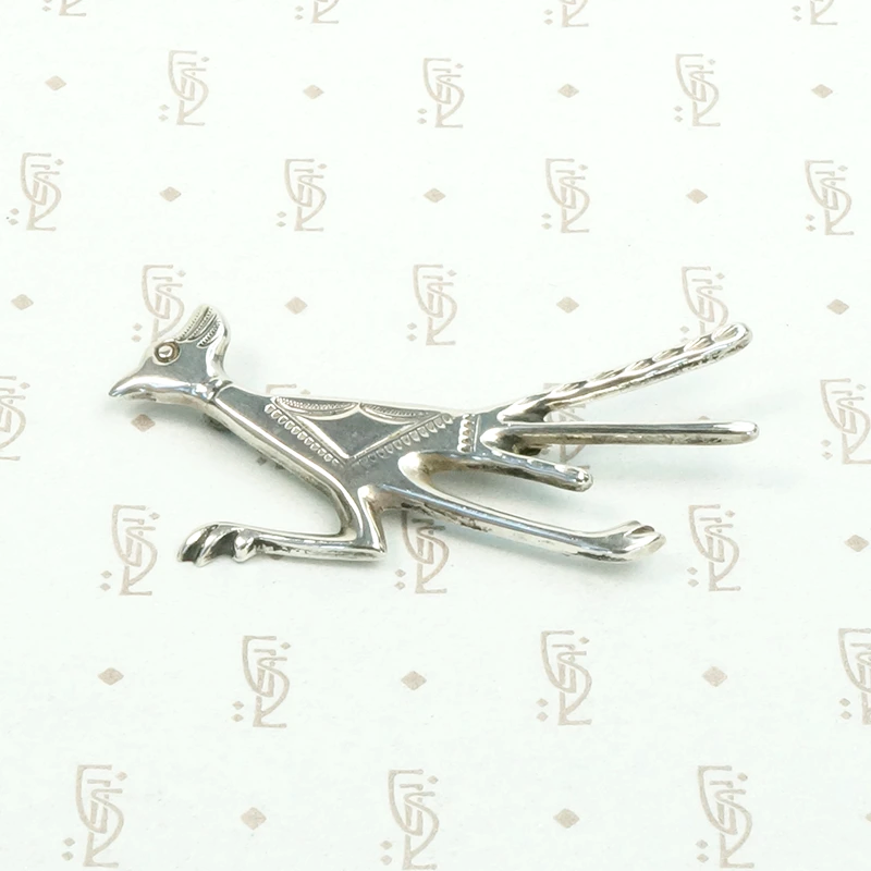 Charming Silver Roadrunner Brooch