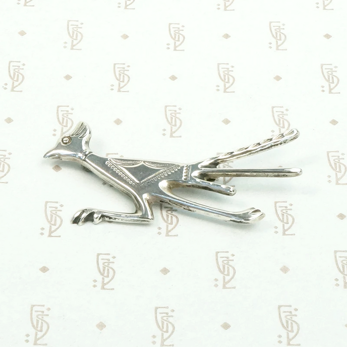 Charming Silver Roadrunner Brooch