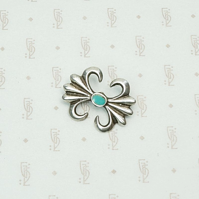 Small Sand Cast Sterling & Turquoise Pin
