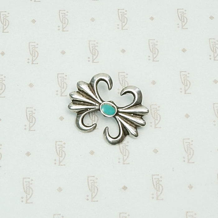 Small Sand Cast Sterling & Turquoise Pin