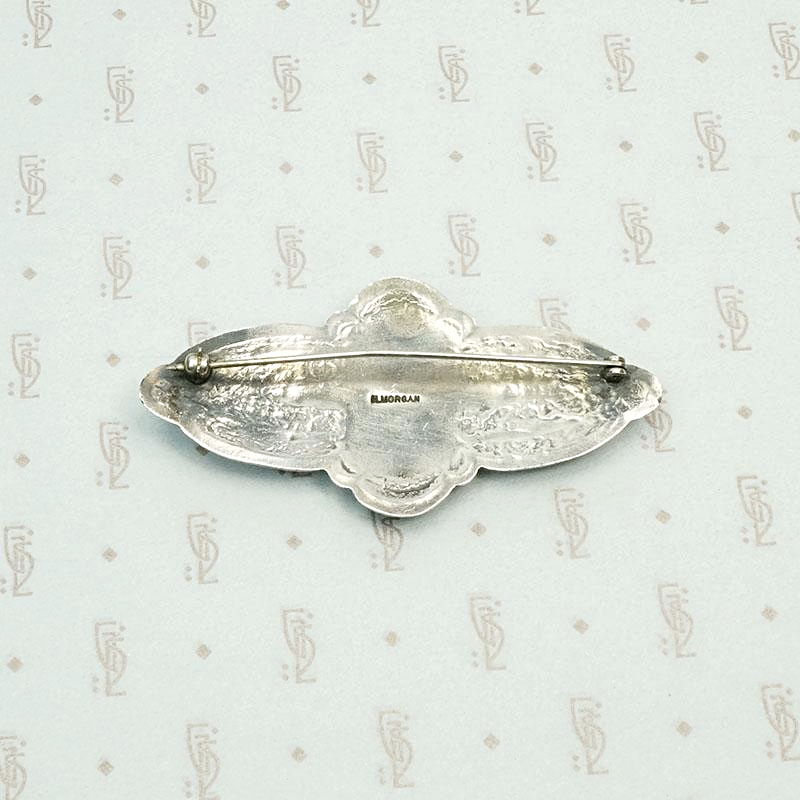 H. Morgan Navajo Brooch in Sterling & Turquoise, back view.