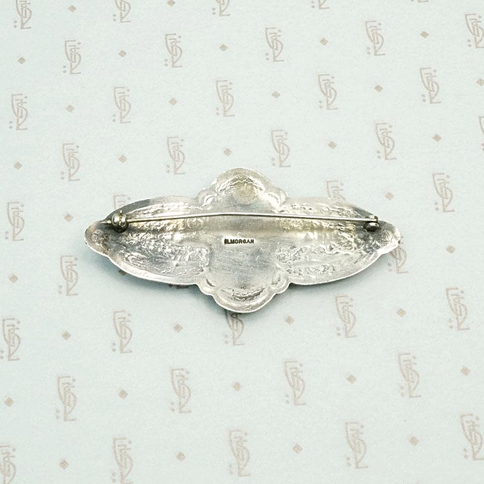 H. Morgan Navajo Brooch in Sterling & Turquoise, back view.