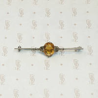 Delicate Citrine and Marcasite Bar Pin