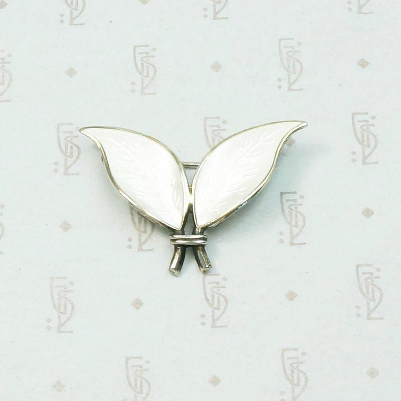 Two White Leaves David Anderson Brooch