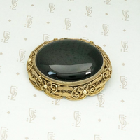 Exquisite Silver Gilt Filigree & Onyx Chinese Brooch