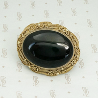 Exquisite Silver Gilt Filigree & Onyx Chinese Brooch