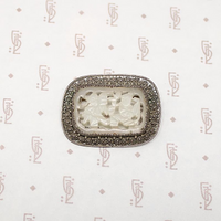 Two Dancers Mutton Fat Jade Filigree Brooch