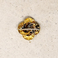 Small Repoussé Gold & Enamel Love Knot Brooch